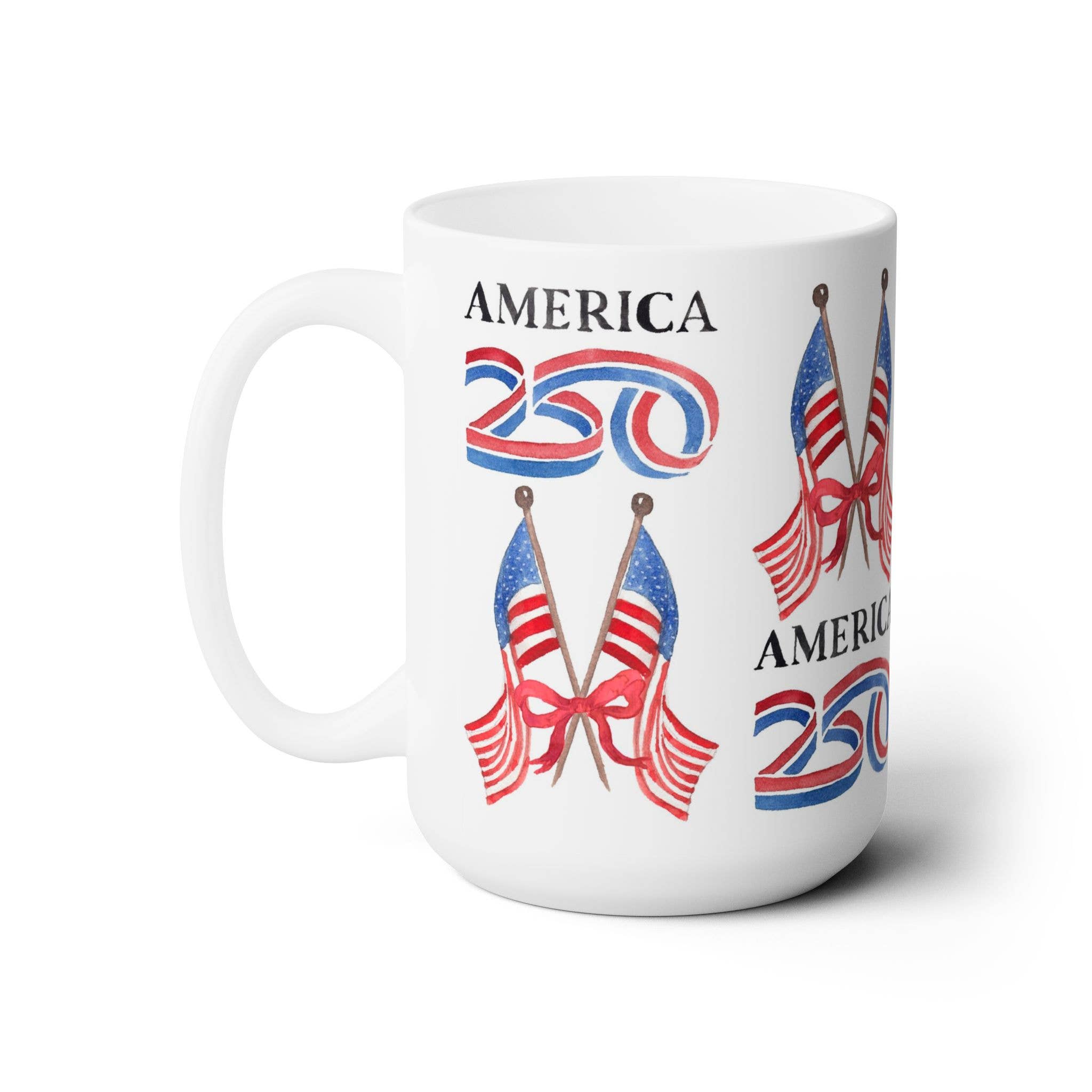 The Muddy Dog - Wholesale Coffee Mug - America250® Patriotic Flags Ceramic Mug2