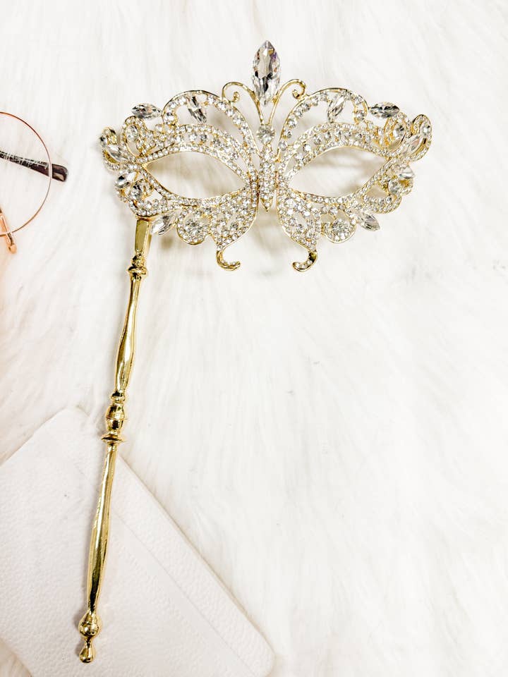 Happy Dream Gifts - Wholesale Costume - Women's - Crystal Mask with Stick, Prom Mask, Met Gala Masquerade Mask