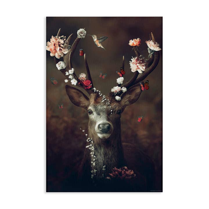 Flower Bedecked Antlers Canvas Art for wholesale by Stupell Industries