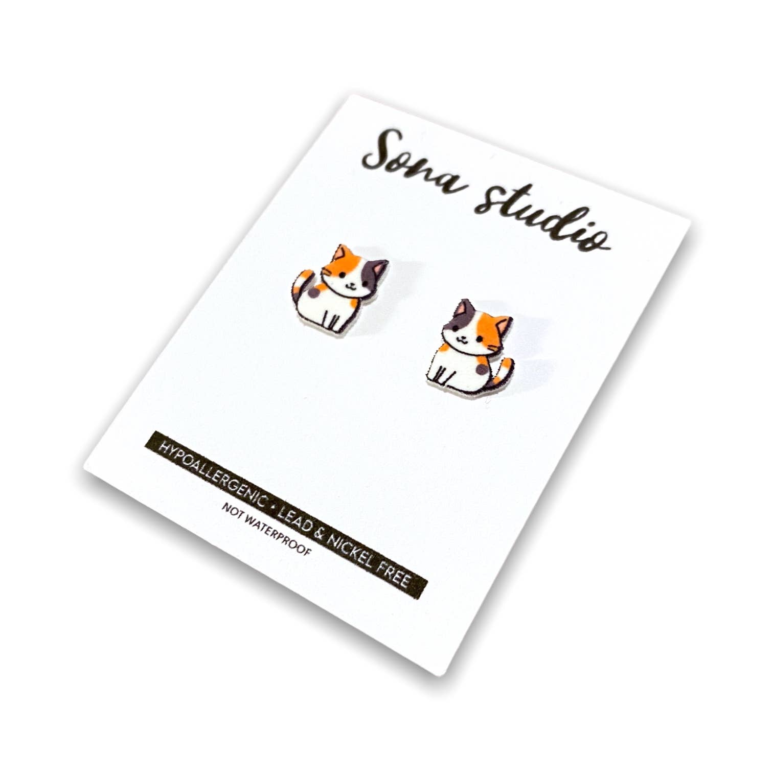 Sona Studio - Wholesale Stud/Post Earrings - Calico Cat Earrings2