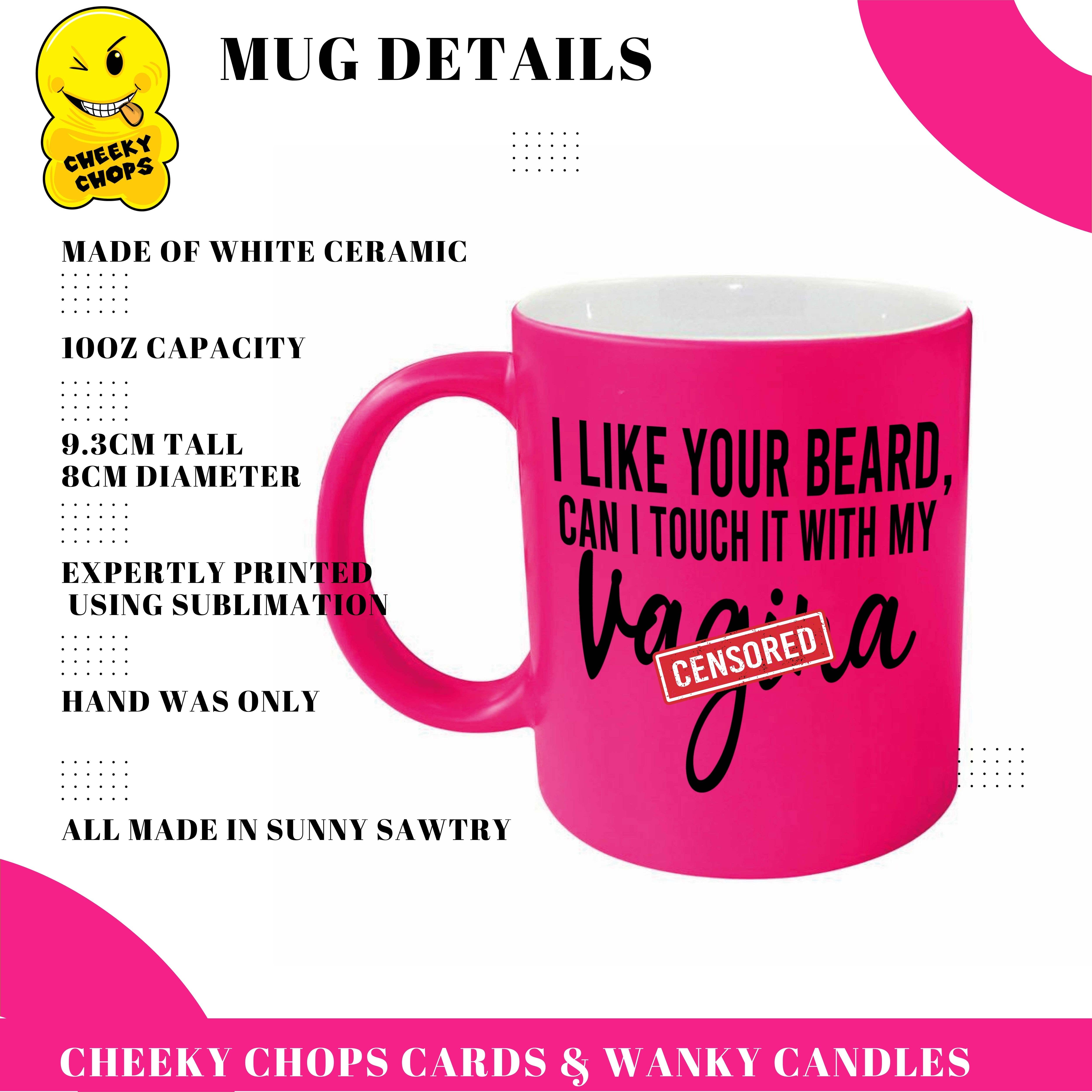Cheeky Chops Cards & Wanky Candles – Engroshandel Kaffekrus – Rude Krus, Neon Pink -Croc iført kusse - PINKNEONMUG9144
