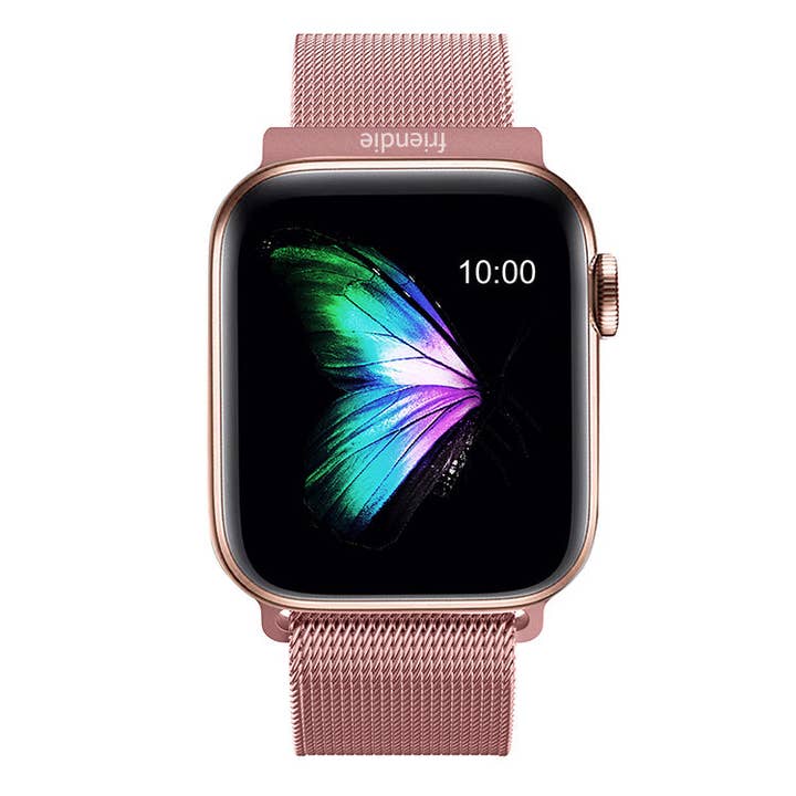 Stainless Steel Link Woven Mesh Infinite Loop Band - The Melbourne in Rose Gold - Compatible with Apple Watch Size 42mm to 45mm for wholesale by Friendie Pty Ltd