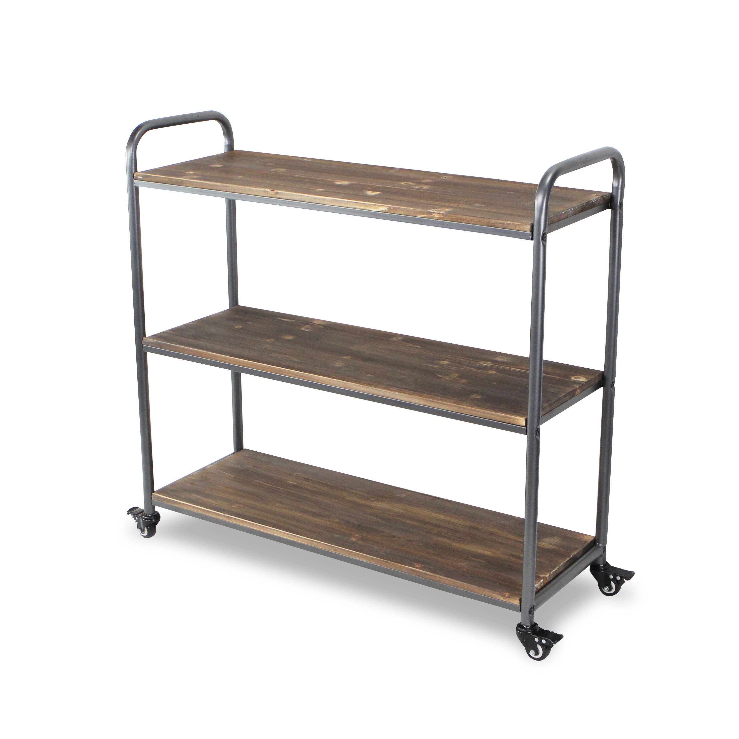 Cheungs Home Decor - Wholesale Free Standing Shelf - Lysan Tiered Wood Top Metal Frame Cart7