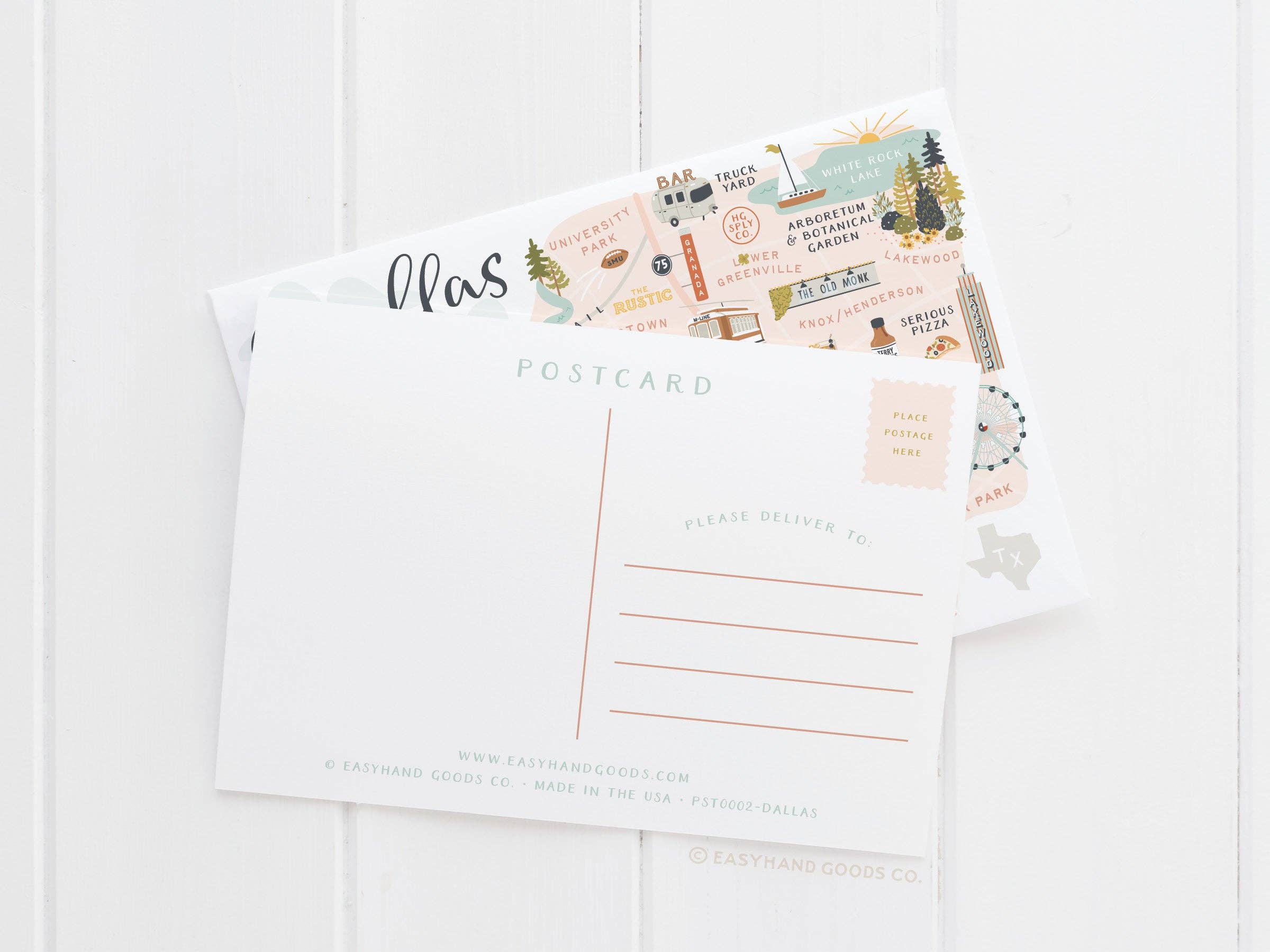 Easyhand Goods – formerly Onderkast - Wholesale Postcard - Dallas Map Postcard1