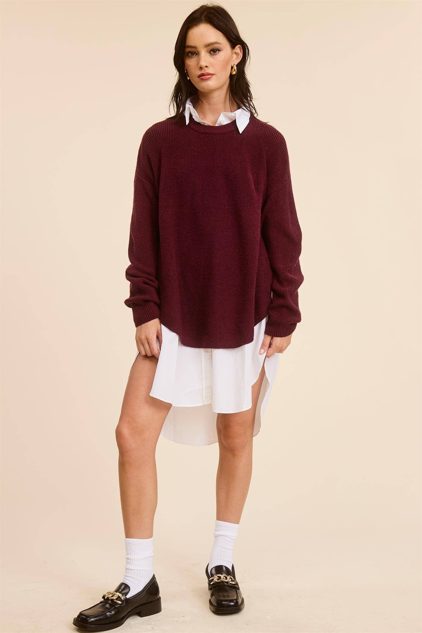 Mimosa - Wholesale Knit Sweater - Women's - High Low Knit Sweater with Side Slit4