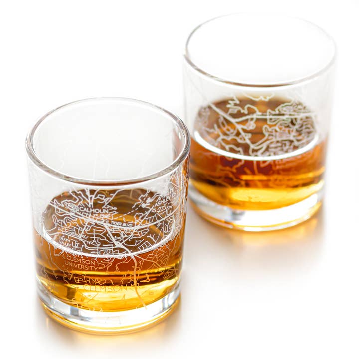 Clemson Whiskey Map Glass (Set of 2) for wholesale by RES|SCU