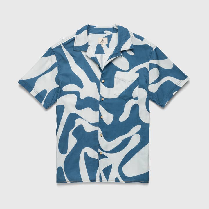 Chemise à col camp à tourbillon Billy S/S - Bleu pour la vente par SURFSIDESUPPLY