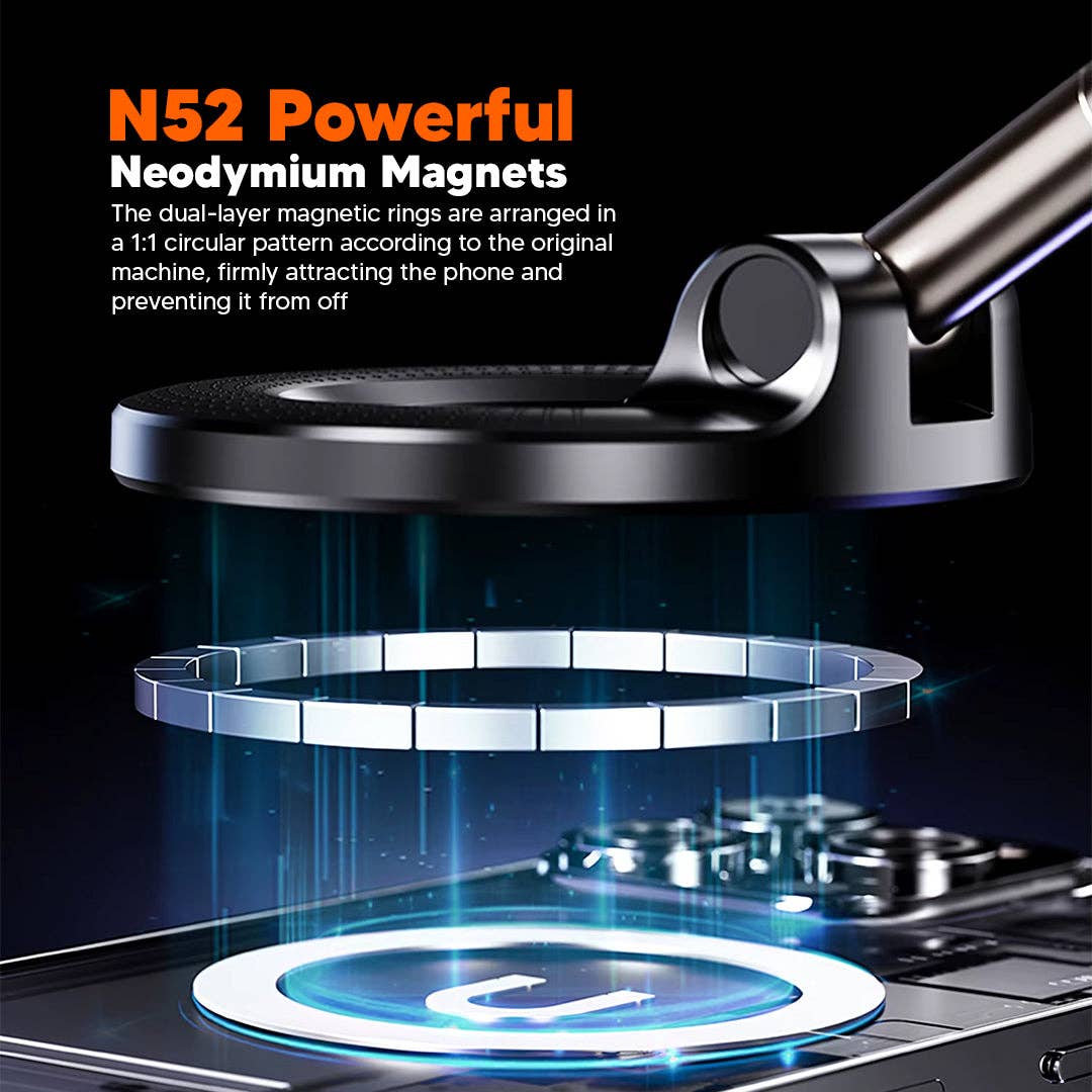 Mtistanbul LTD - Vendita all'ingrosso Supporto per telefono/tablet - Supporto Magnetico per Telefono Regolabile a 360° – Base a Ventosa e Design Pieghevole4