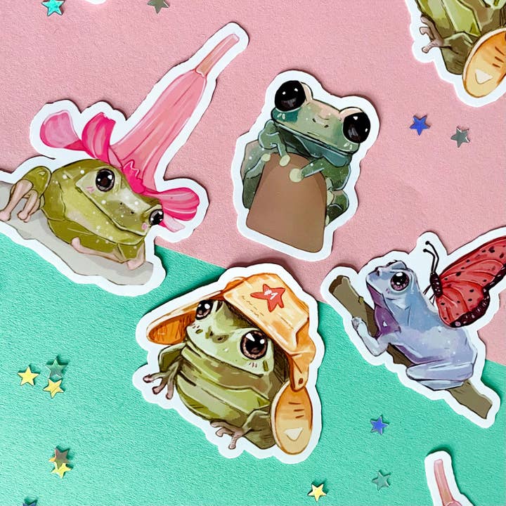 Frog Stickers | Frog Buddies | Sticker Pack | Laptop Sticker for wholesale by BubblesArtCraft