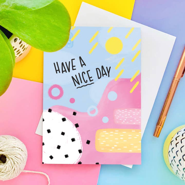 Have A Nice Day Memphis Card for wholesale by CoconuTacha