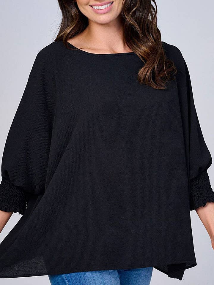 BLUSA TUNICA A MANICHE 3/4 LARGHE A TINTA UNITA per la vendita all'ingrosso da parte di ROUSSEAU