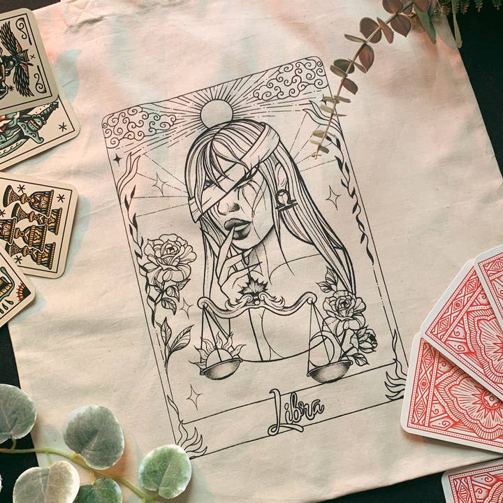 Ruby Rose Designs - Wholesale Tote Bag - Women's - Zodiac Goddess Tarot Card Tote Bag by Ruby Rose Designs