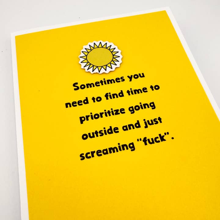 Go Outside & Scream Fuck card for wholesale by Muddy Mouth Cards
