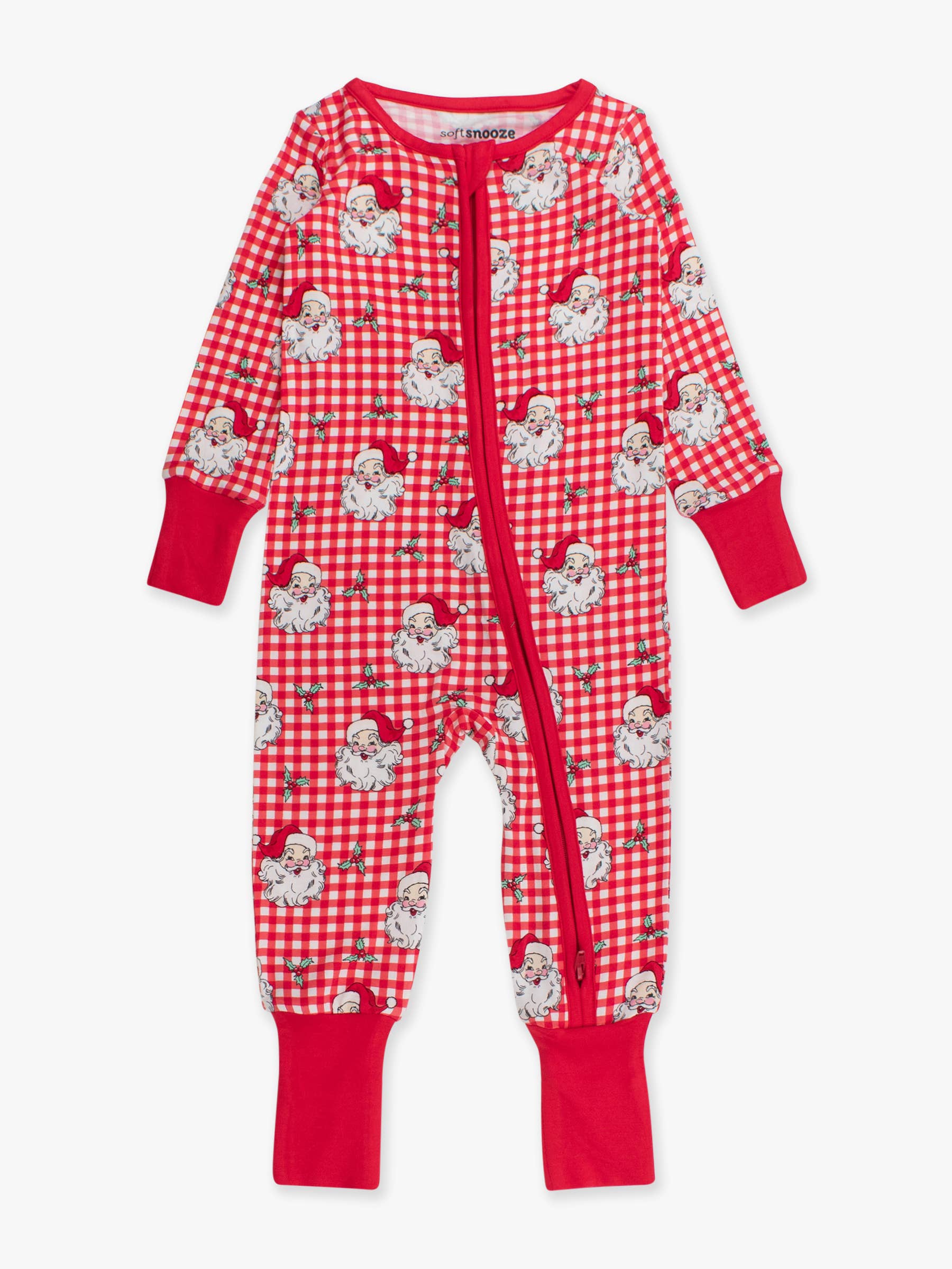 SoftSnooze™ Baby Bamboo Viscose Red Dear Santa Convertible One Piece Footie Pajama for wholesale on Faire6