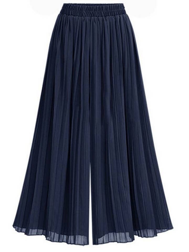 NINEXIS - Wholesale Pants - Women's - CWBLP1549_HIGH-WAISTED CHIFFON PLEATED WIDE-LEG PANTS