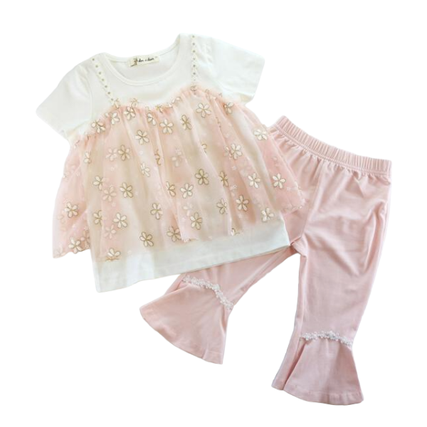 Doe a Dear - Wholesale T-Shirt - Kids - S15 13068 2-In-1 Glitter Floral Mesh Top (2 Colors)3