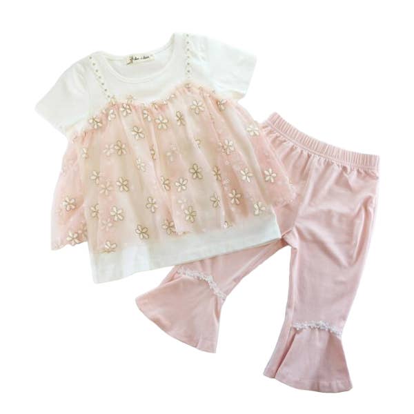 Doe a Dear - Wholesale T-Shirt - Kids - S15 13068 2-In-1 Glitter Floral Mesh Top (2 Colors)3