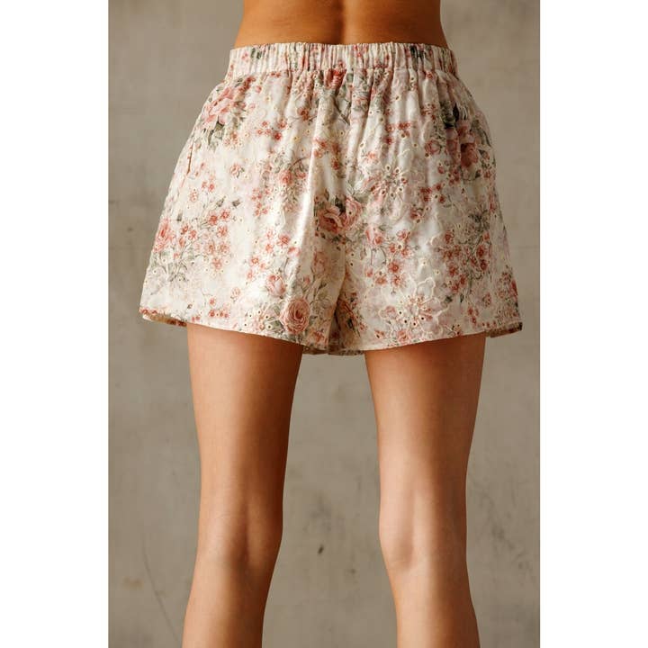 IVOIRE/ROUGE FL JP8154 - SHORTS FLORAUX ROUGE IVOIRE en vente sur Faire3