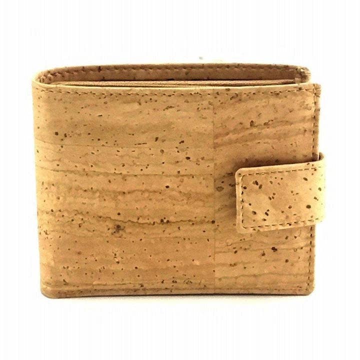 Carteira de Cortiça para Homens Carteira Bifold de Couro Vegano com Fecho em Natural por atacado de Moddanio Cork