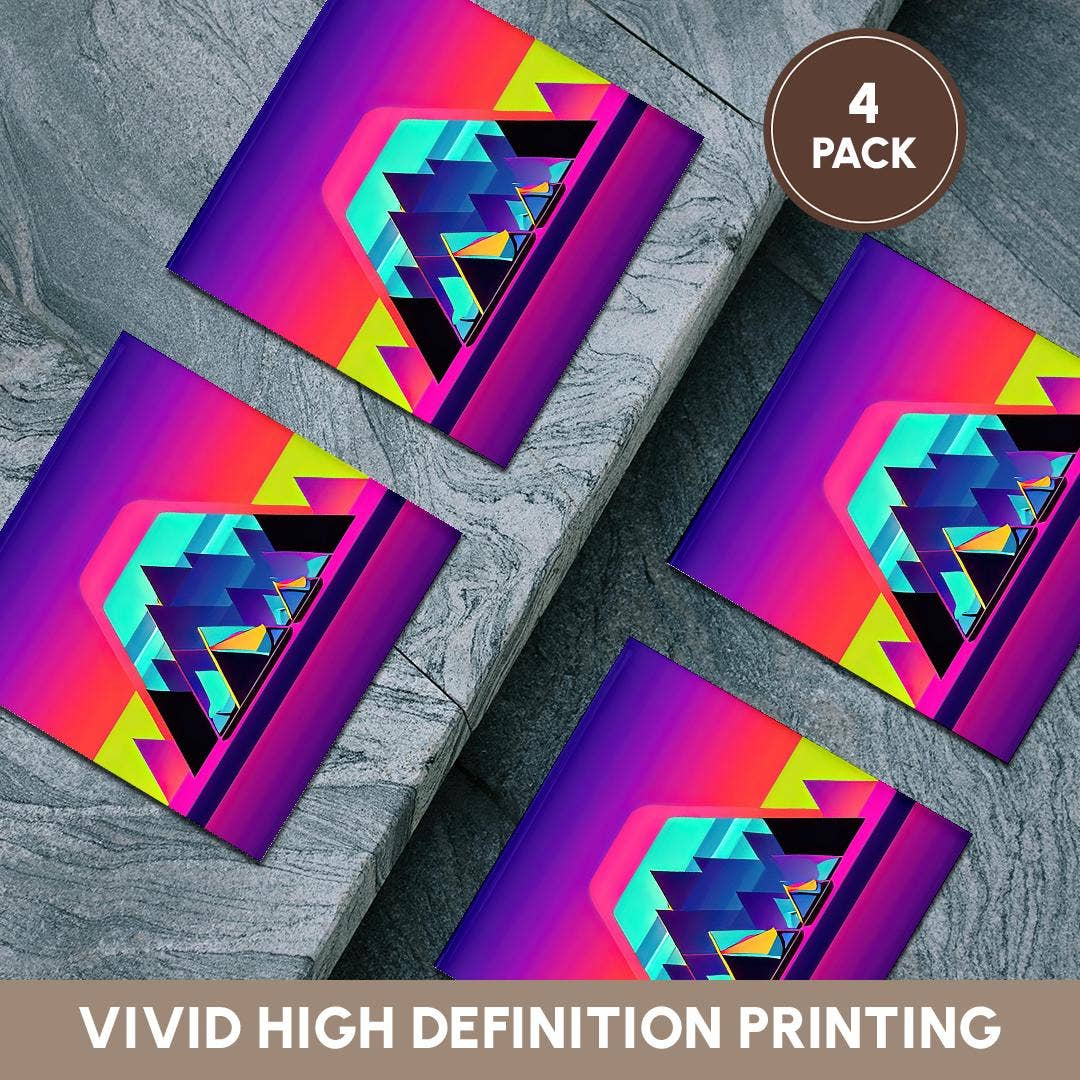 3dRose - Vente Sous-verre - 3dRose, Art abstrait cool de tentes colorées, montagnes. Cadeau pour campeur heureux, Dessous de verre5