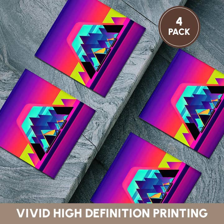 3dRose - Vente Sous-verre - 3dRose, Art abstrait cool de tentes colorées, montagnes. Cadeau pour campeur heureux, Dessous de verre5