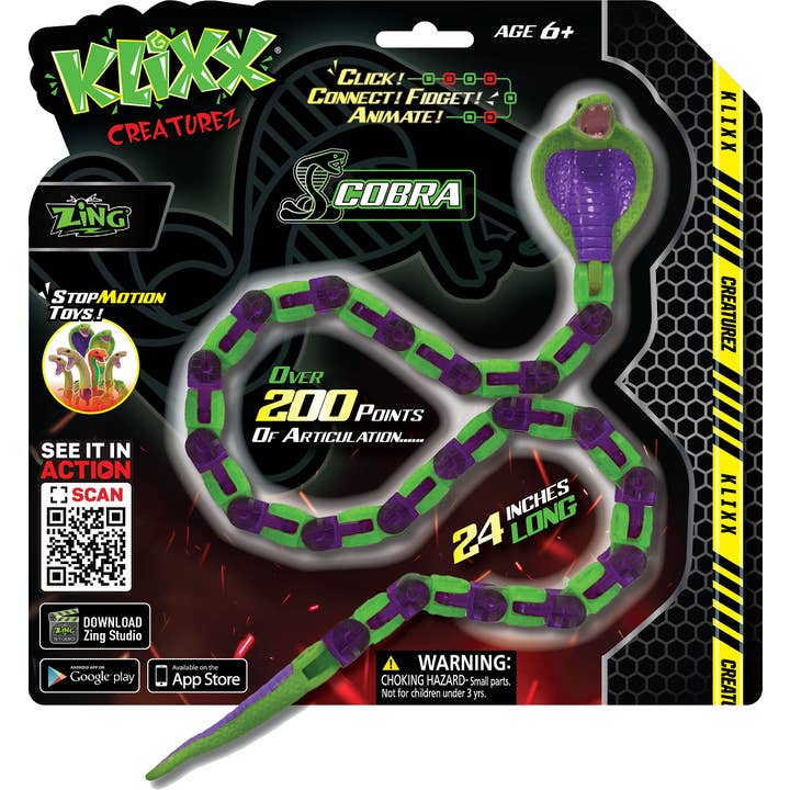 Zing - Wholesale Fidget Toy - Kids - Zing Klixx Creatures Cobra - Snakes - Fidget Toy