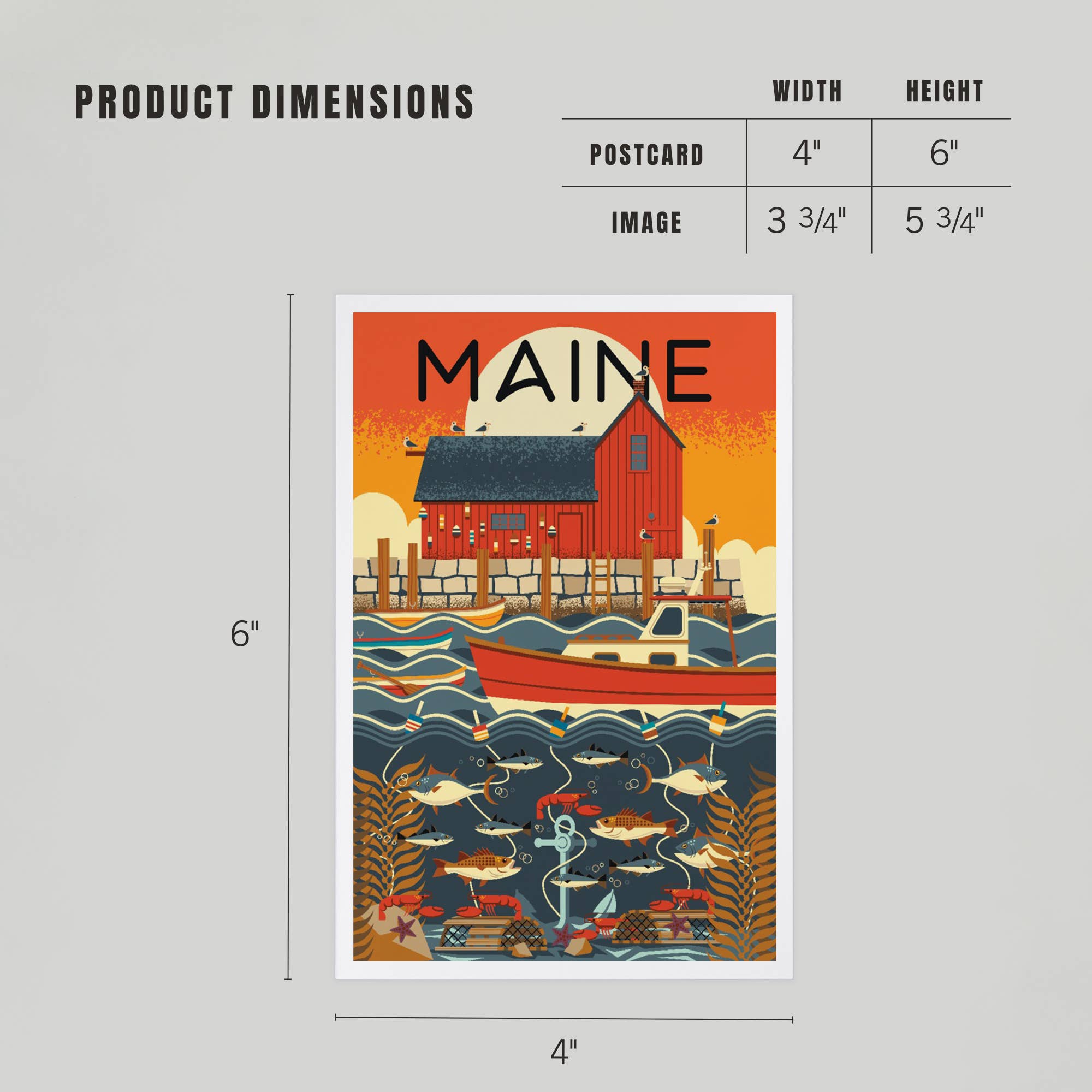 Lantern Press - Wholesale Postcard - PREMIUM POSTCARDS Maine, Nautical Geometric4