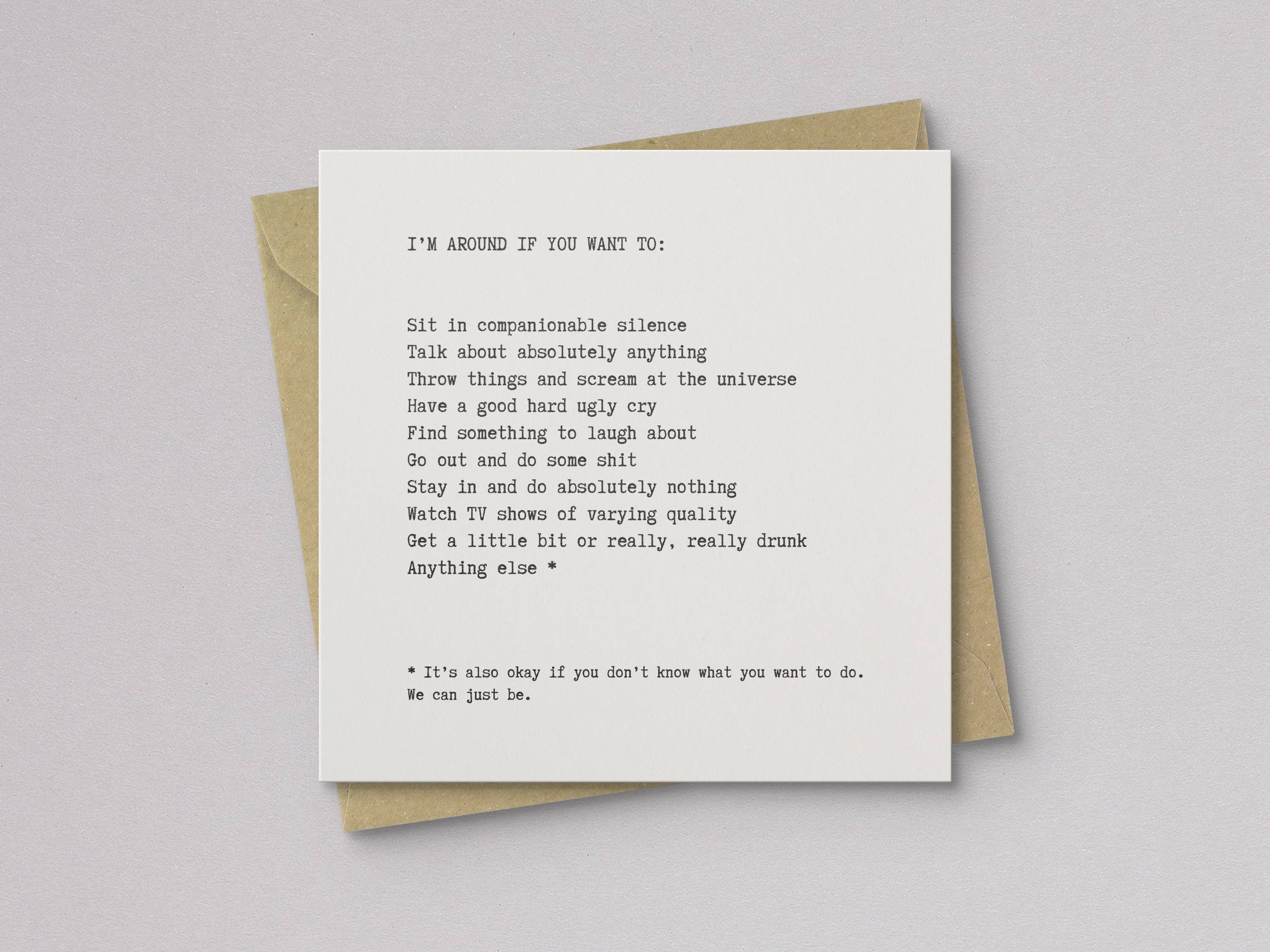 Kwohtations - Wholesale Sympathy Card - I'm Around Letterpress Sympathy Card1