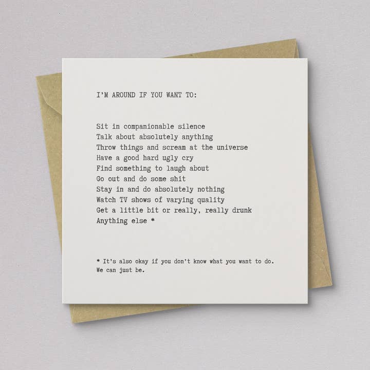 Kwohtations - Wholesale Sympathy Card - I'm Around Letterpress Sympathy Card1