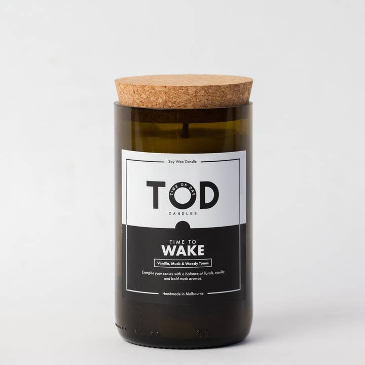 Time to WAKE - Vanilla, Musk & Wood for wholesale by TOD CANDLES