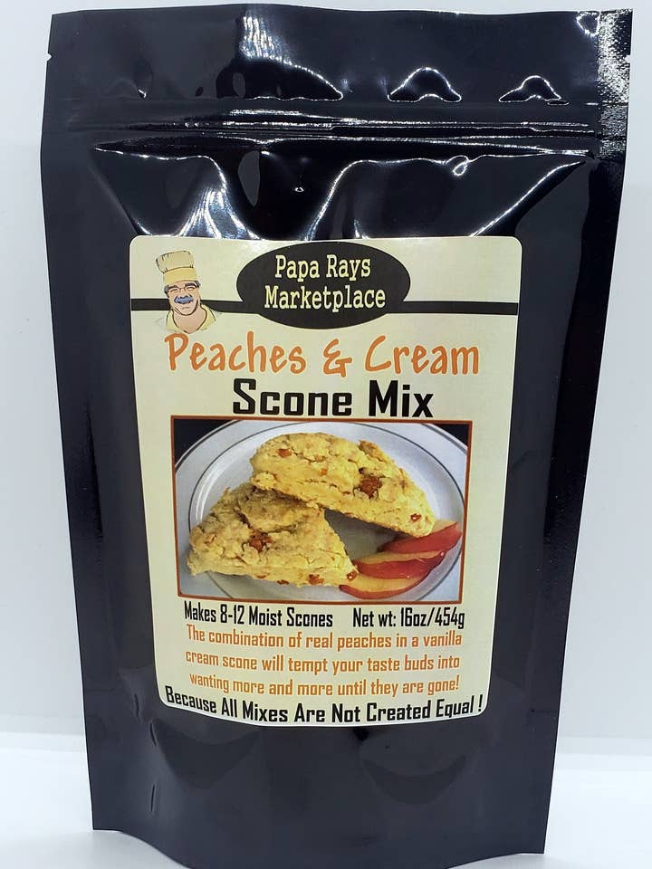 Peaches & Cream Scone Mix for wholesale by Papa Ray's Marketplace