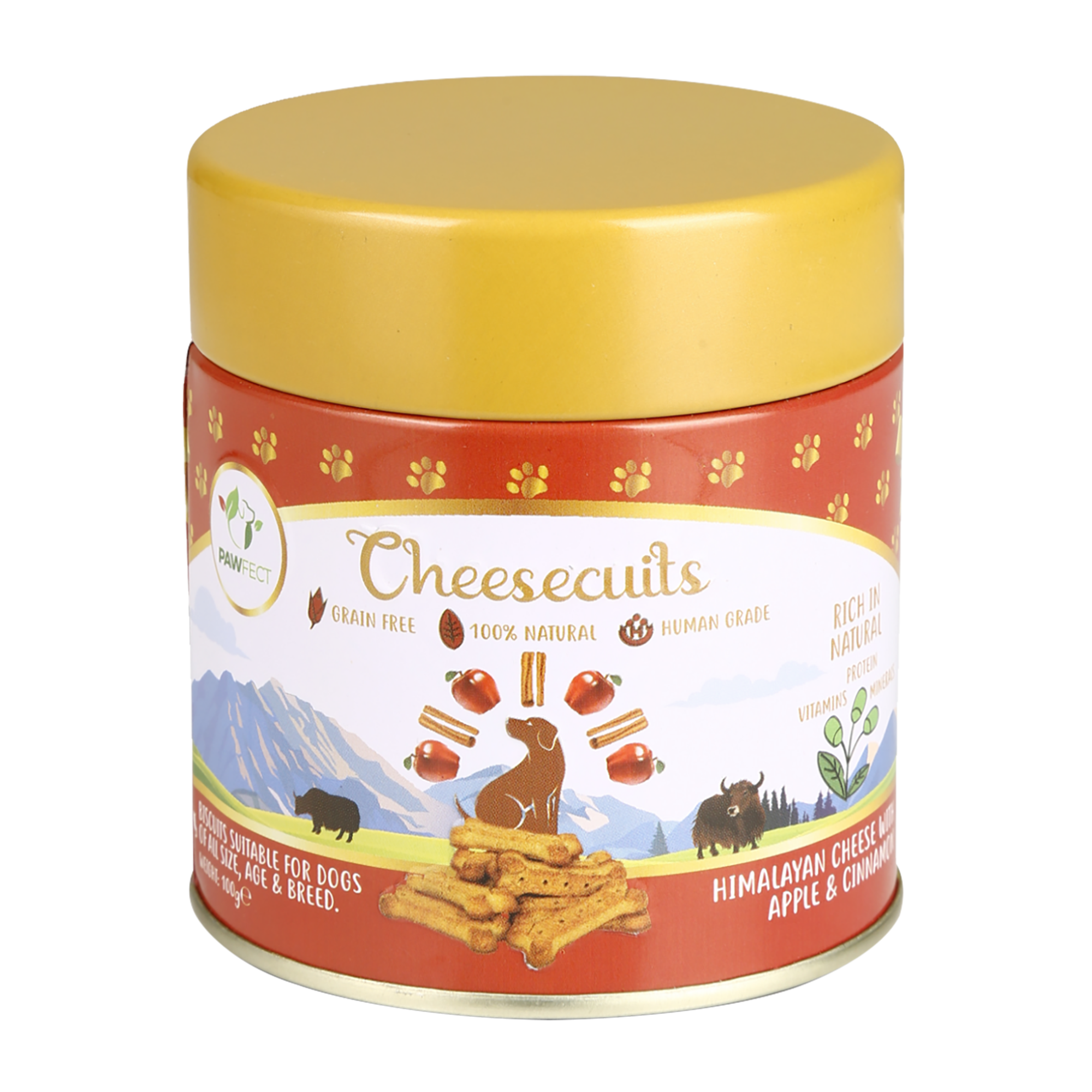 Pawfect Foods - Venta al por mayor Chuches - Perros - Pawfect Cheesecuits | Galletas de queso con manzana, huevos y canela para perros | Premios de entrenamiento totalmente naturales | Premios de alta proteína | Sin cereales | Hipoalergénico (100g/3.53oz)0
