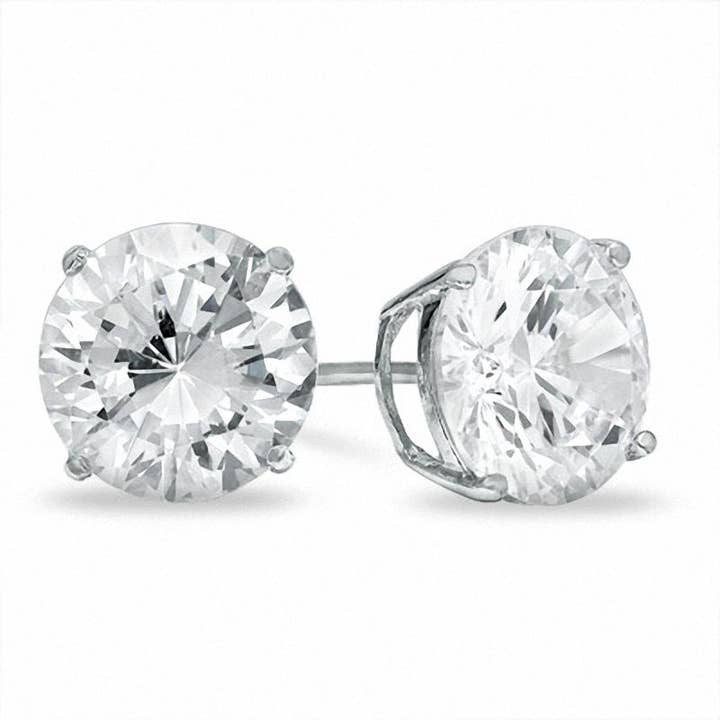 Sterling zilveren 10 mm rond geslepen solitaire kristallen studs voor wholesale door Vesa Jewels
