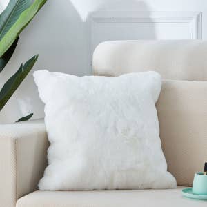 Cheer Collection Embossed Faux Fur Throw Pillows - 18 x 18 - White