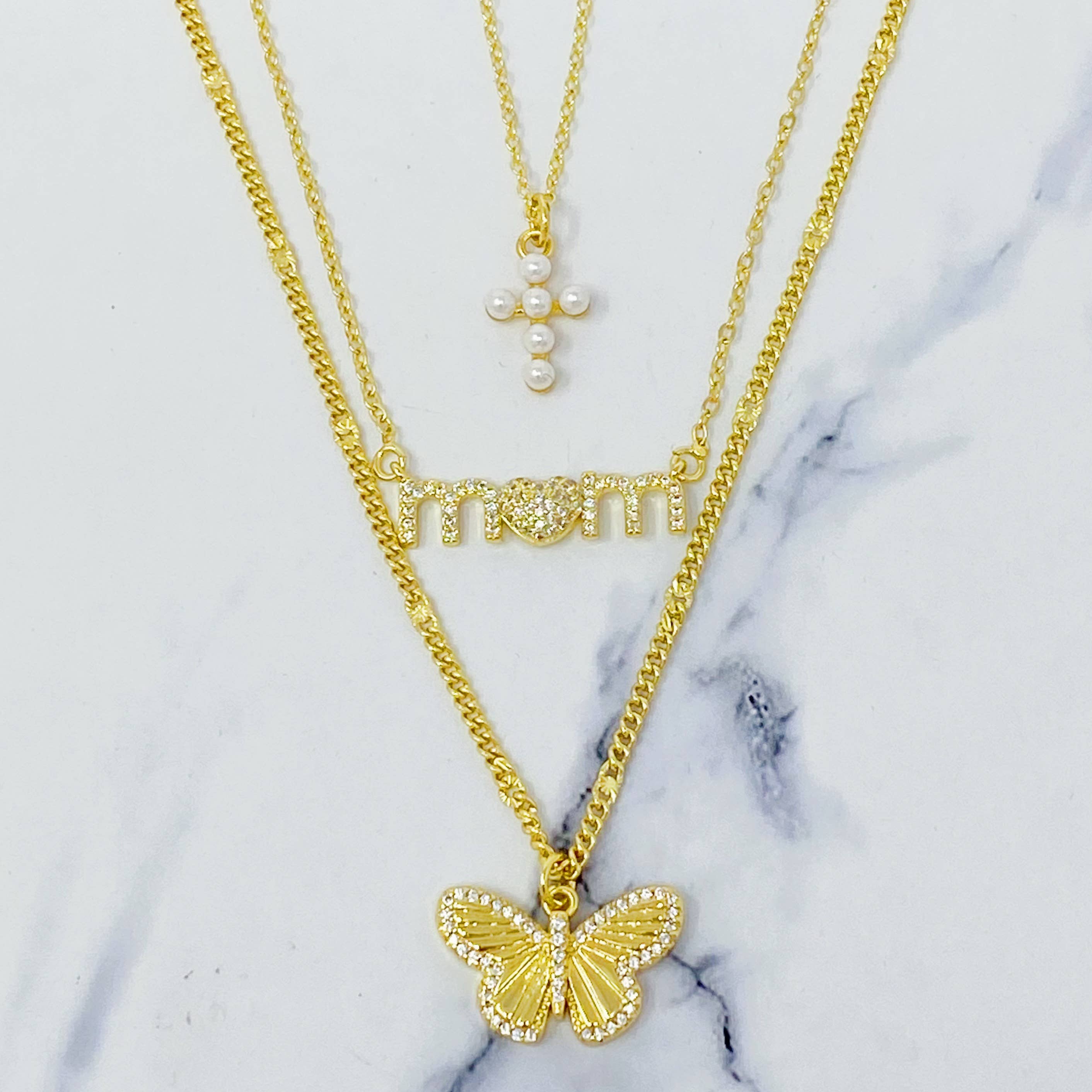 Ellison+Young - Wholesale Halskettinghanger - Shell Pearl Cross ketting3