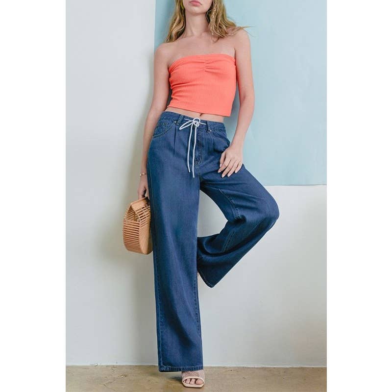 Paperdoll - Vendita all'ingrosso Jeans - Donna - JEANS LARGHI CON DRAPPEGGIO IN LYOCELL 4