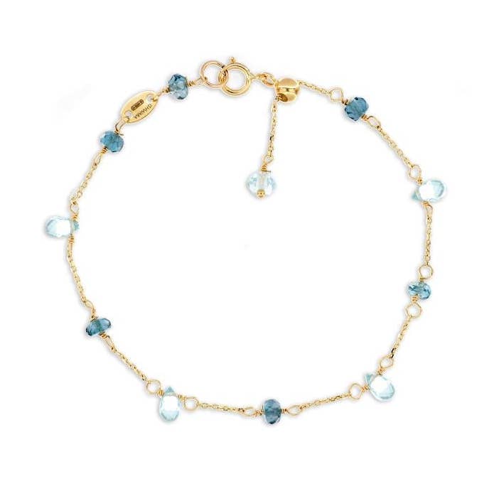 Armband met blauwe topazen en London | 18kt goud voor wholesale door ISHWARA JEWELS