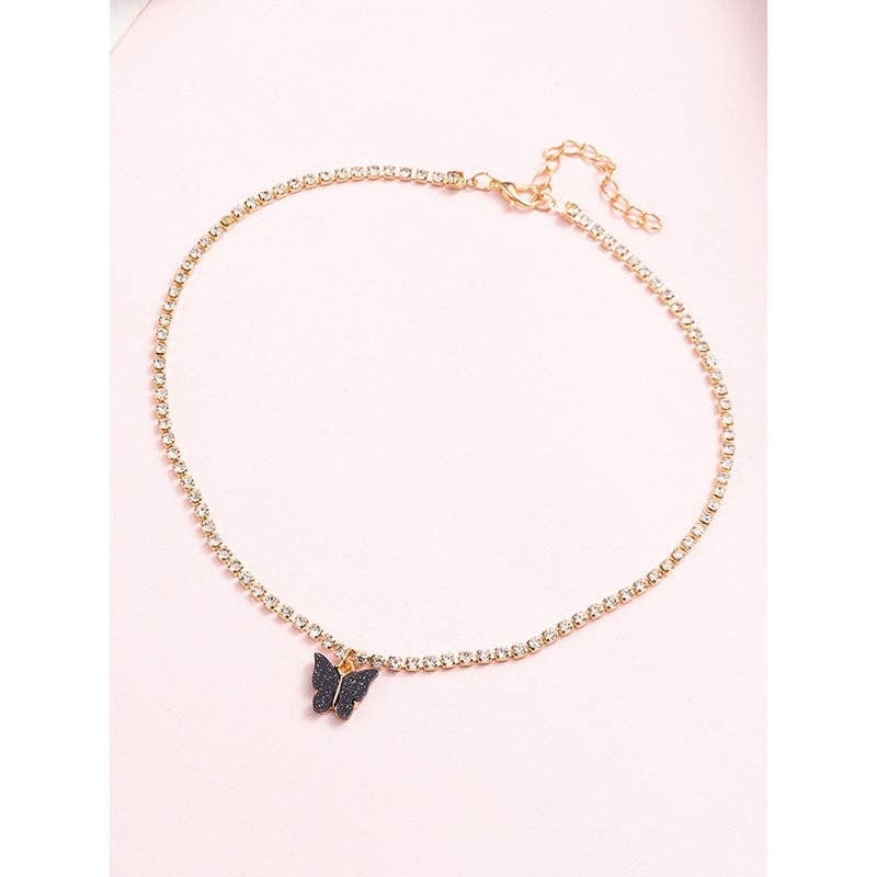 MoodGold - Wholesale Pendant/Charm Necklace - Original Rhinestone Adjustable Contrast Color Butterfly Pendant Necklaces Accessories7