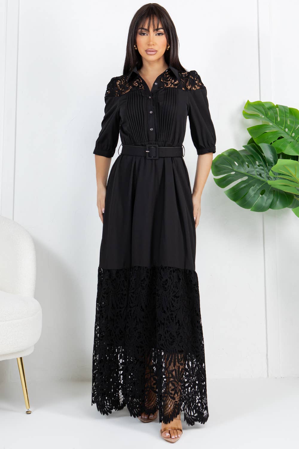 Fashion Space - Vendita all'ingrosso Vestito - Donna - Abito lungo elegante a maglia unita da donna2