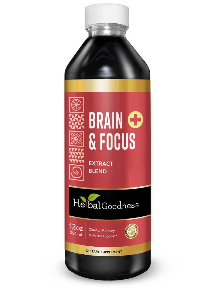 Brain and Focus 12oz - Suplemento Nootrópico para a Saúde do Cérebro por atacado de Herbal Goodness