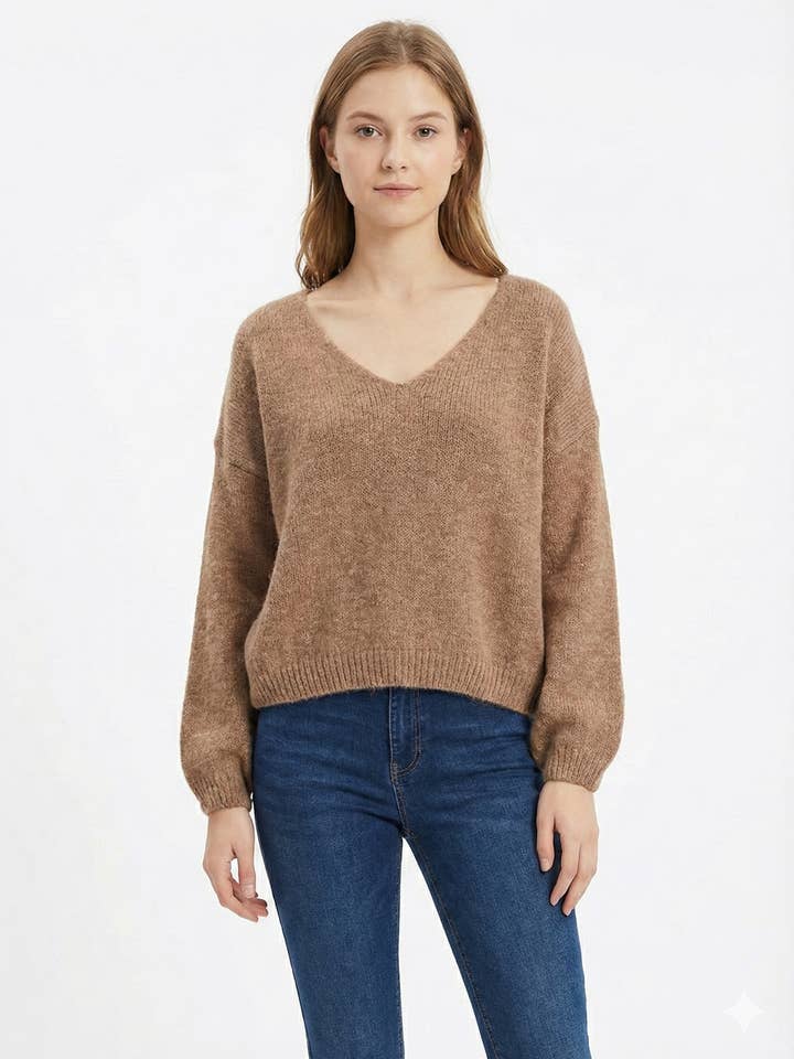 Trek trui V-hals @20678_PuVCourt voor wholesale door Mimi & Gogo