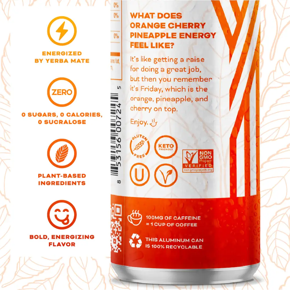 Yerbae - Wholesale Sports/Energy Drink - 12oz Orange Cherry Pineapple Sparkling Water Energy Drink2