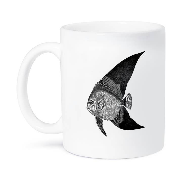 3dRose - Wholesale Coffee Mug - 3dRose, Tropical Fish vintage black and white illustration. exotic fins fishes, Mug8