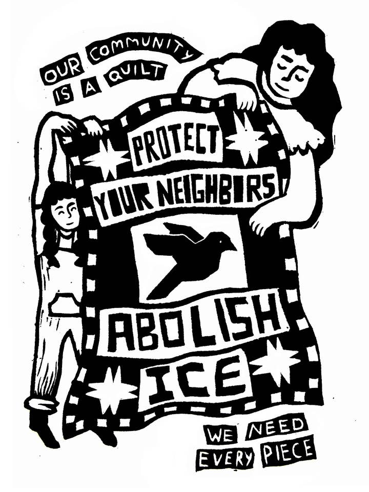 4" Vinyl Sticker - Our Community Is A Quilt (Abolish ICE) for wholesale by Coyotesnout