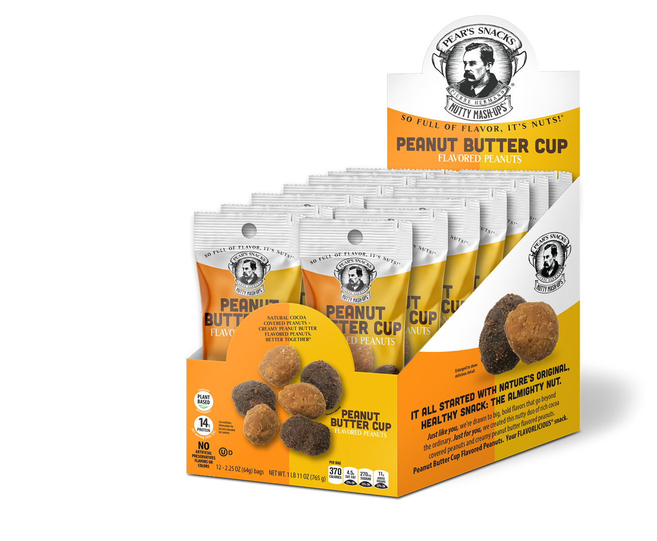 Pear's Snacks - Wholesale Nuts - Peanut Butter Cup Peanuts - Caddy (2.25oz x 12)3