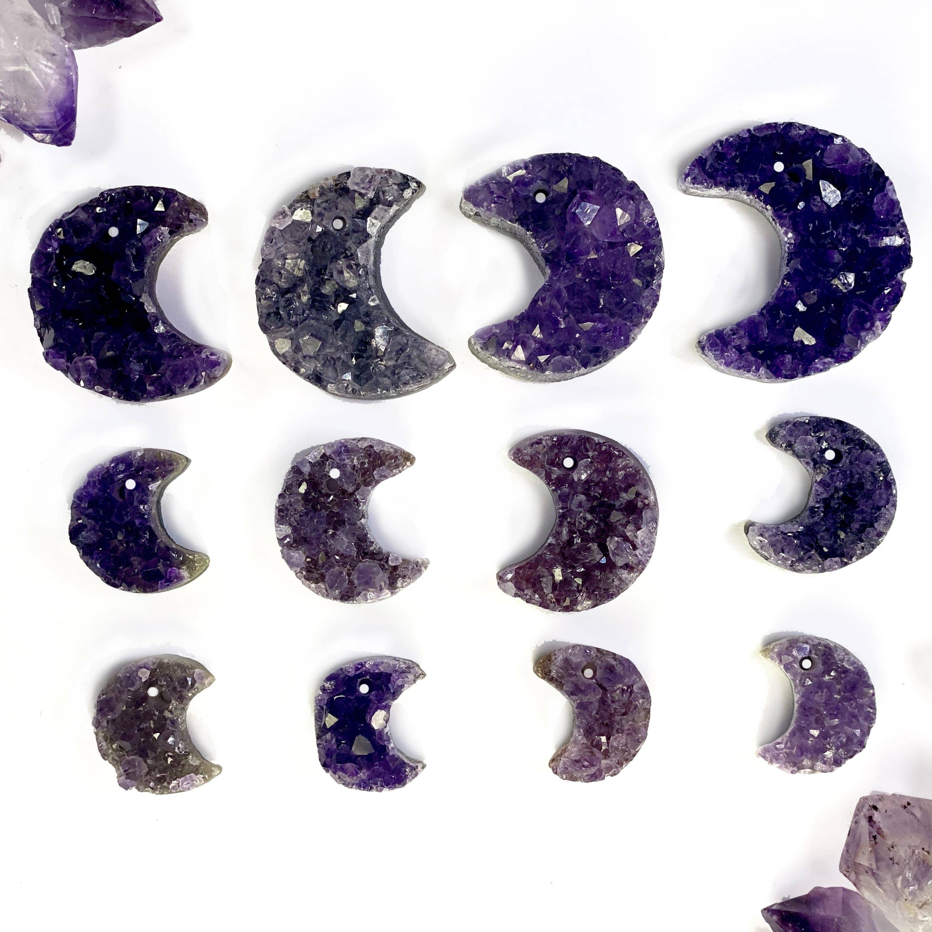 Rock Paradise - Wholesale Spiritual Stone/Crystal - Crystal Amethyst Moon Crescent Druzy Drilled RK233
