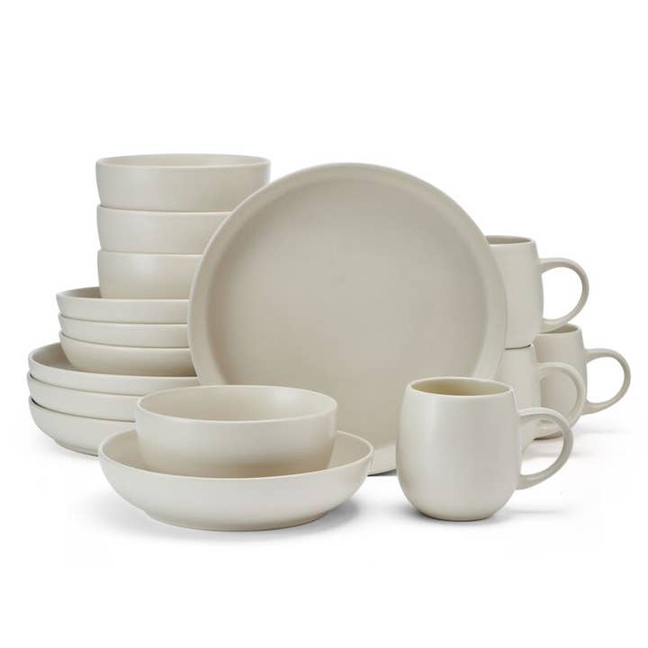 Fitz and Floyd® Mikasa® Pfaltzgraff® - Wholesale Dinnerware Set - MIkasa Camden Cream 16Pc DW Set Brown Bx Pkg
