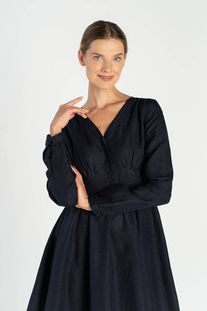 Son de Flor - Wholesale Dress - Women's - Diane – V-Neck Linen Midi Dress20