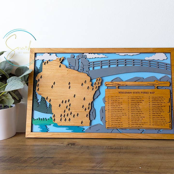Roots & Routes Co - Wholesale Map - Wisconsin State Parks Travel Map, State Parks Marker, US Travel Map, family road trip tracker, travel home decor, gift for hiker, retirement5