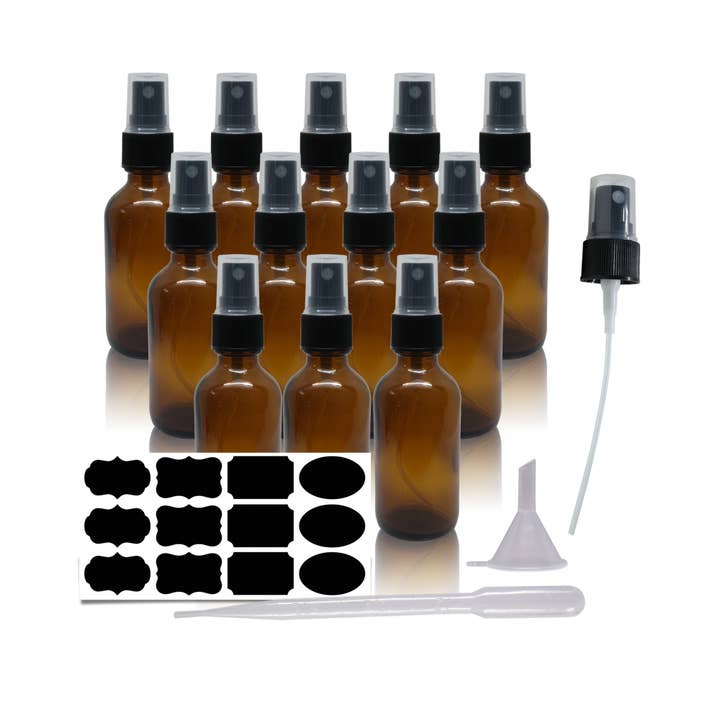 Sanwacraft - Wholesale Essential Oil Holder - 12 pack - 2oz Small Glass Spray Bottle - For Essential Oils